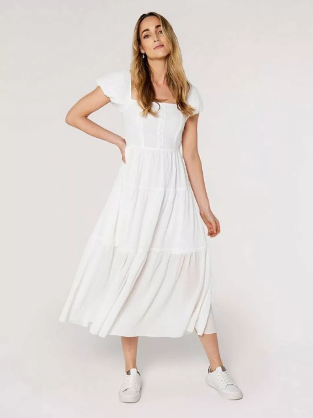 Apricot Midikleid Self Check Midi Dress, mit Etagenoptik günstig online kaufen