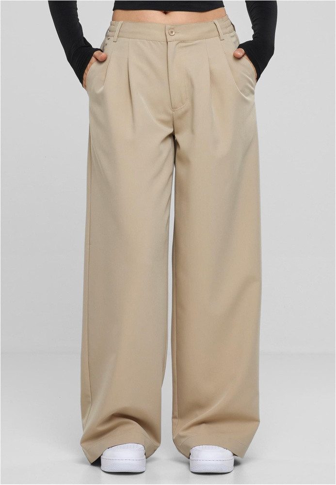 URBAN CLASSICS Stoffhose "Urban Classics Damen Ladies Ultra Wide Pleat-Fron günstig online kaufen