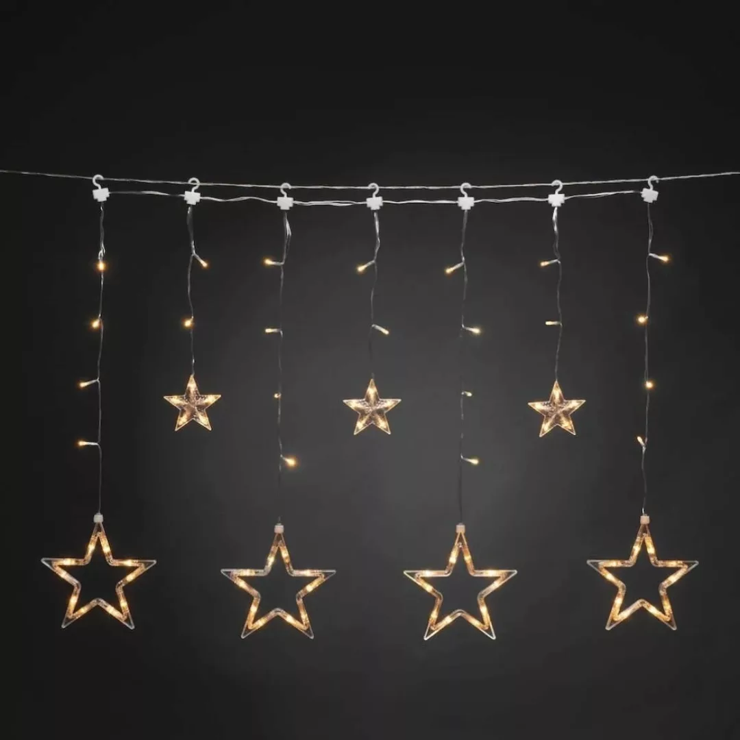 LED Lichtervorhang Sterne in Transparent 77x 0,02W 192,5lm IP44 günstig online kaufen