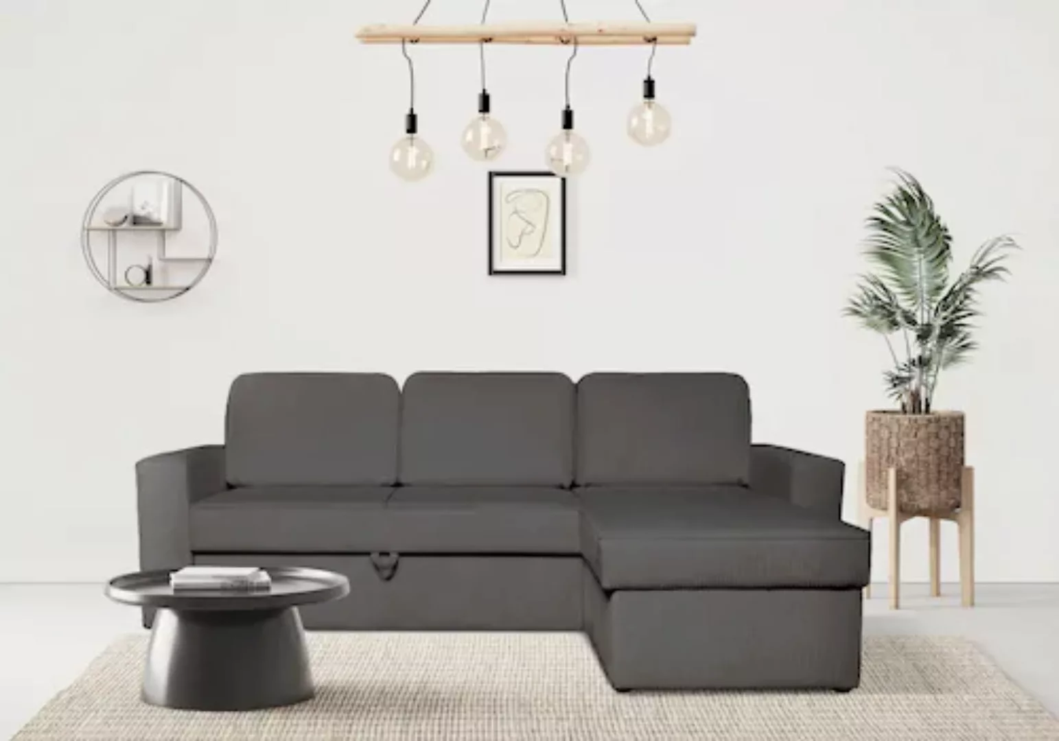 Home affaire Ecksofa "Visan", kompaktes Sofa mit Schlaffunktion und mit Bet günstig online kaufen