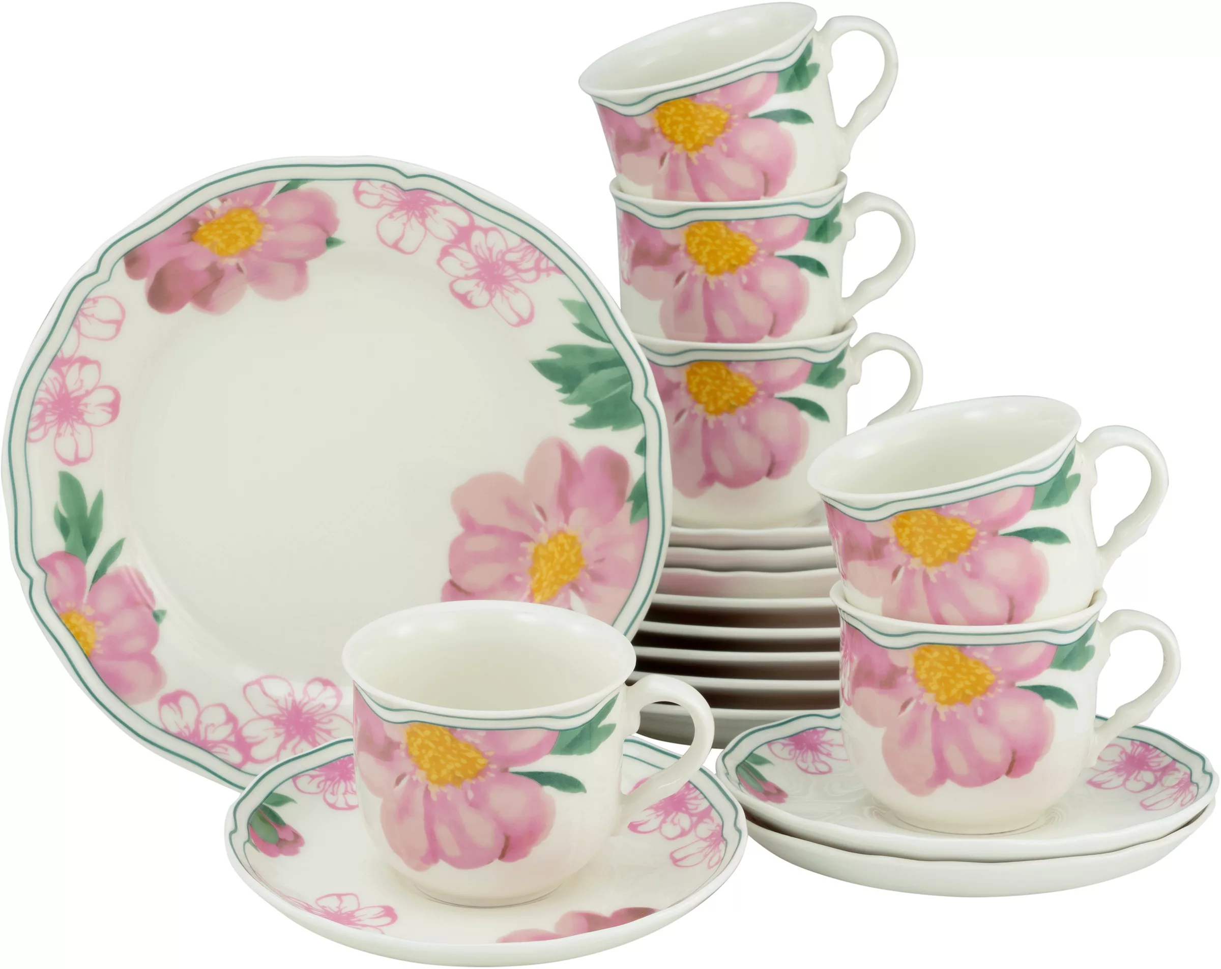 CreaTable Kaffeeservice Alba Rose multicolor Porzellan 18 tlg. günstig online kaufen