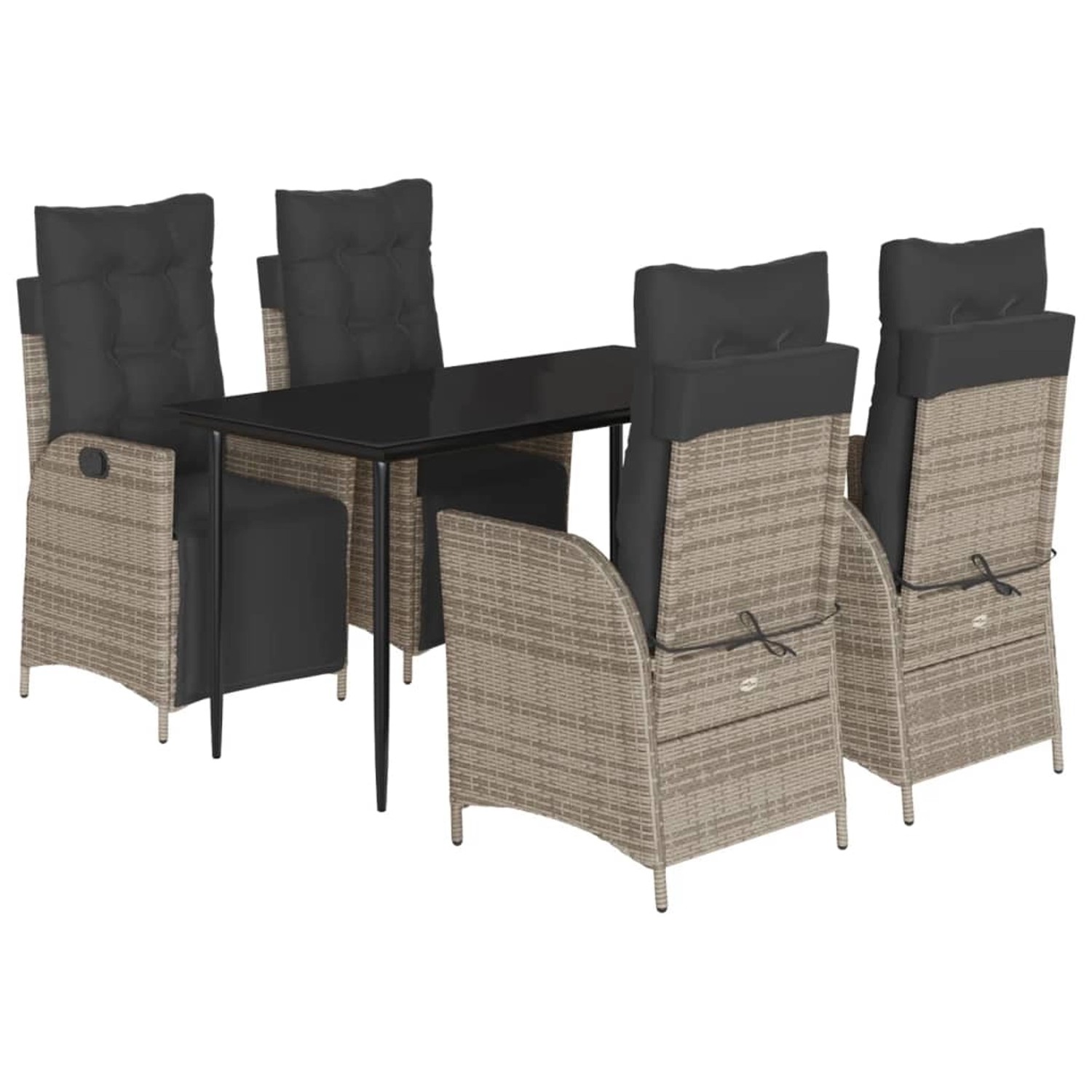 vidaXL 5-Tlg Garten-Essgruppe mit Kissen Grau Poly Rattan 3213422 günstig online kaufen