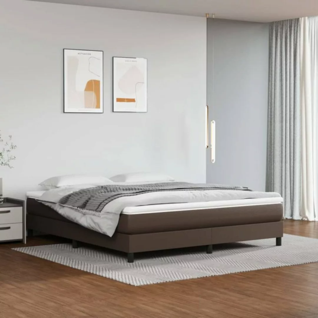 vidaXL Bettgestell Boxspringbett mit Matratze Braun 180x200 cm Kunstleder B günstig online kaufen