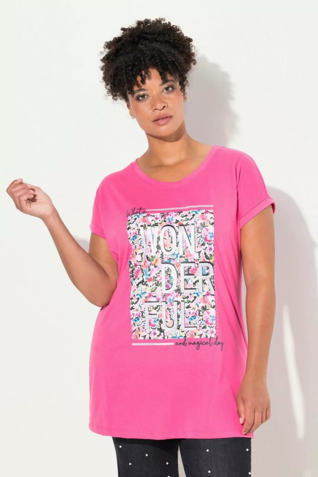 MIAMODA Rundhalsshirt T-Shirt oversized farbiger Print Rundhals günstig online kaufen