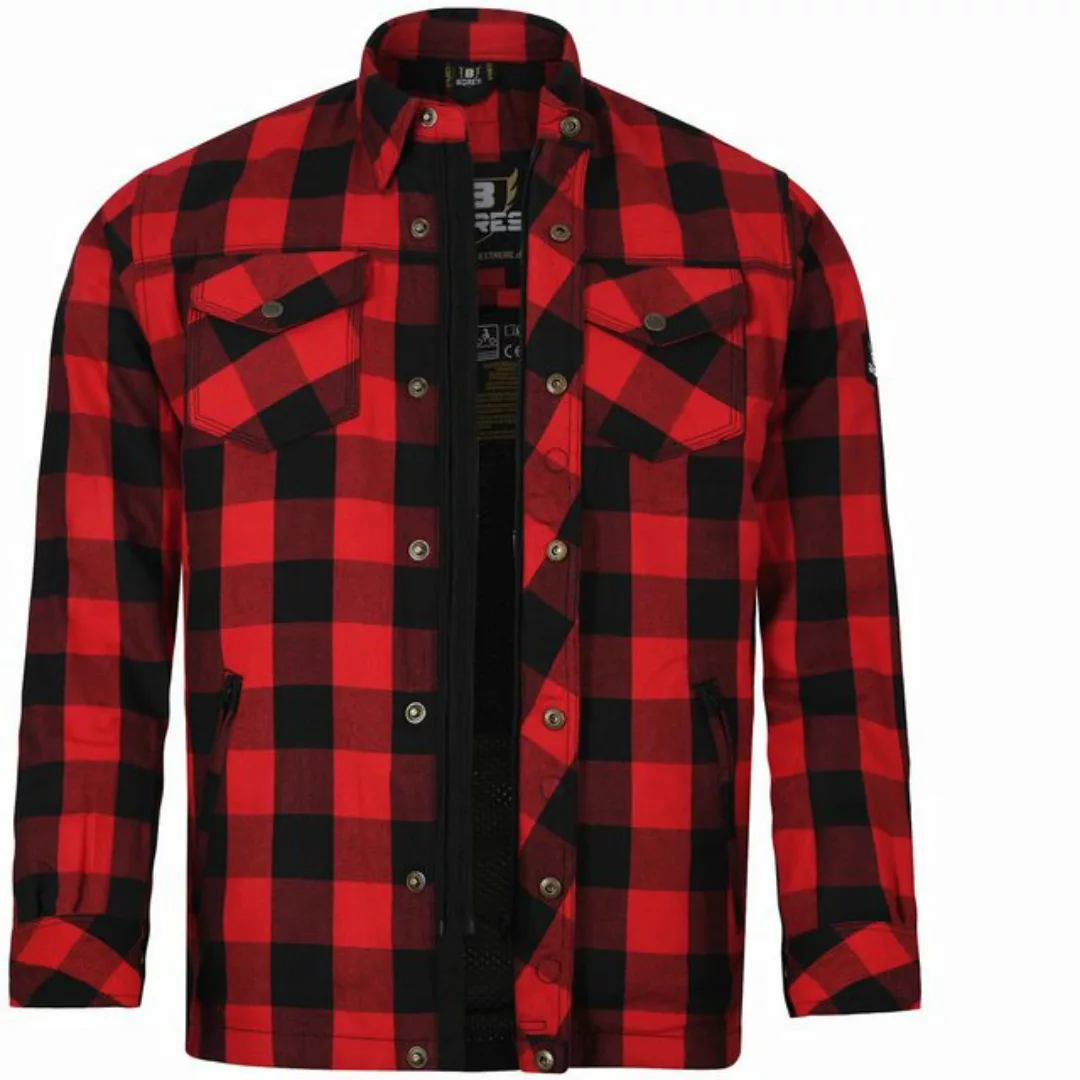 Bores Motorradjacke Bores Lumberjack Jacken-Hemd Basic rot / schwarz Herren günstig online kaufen