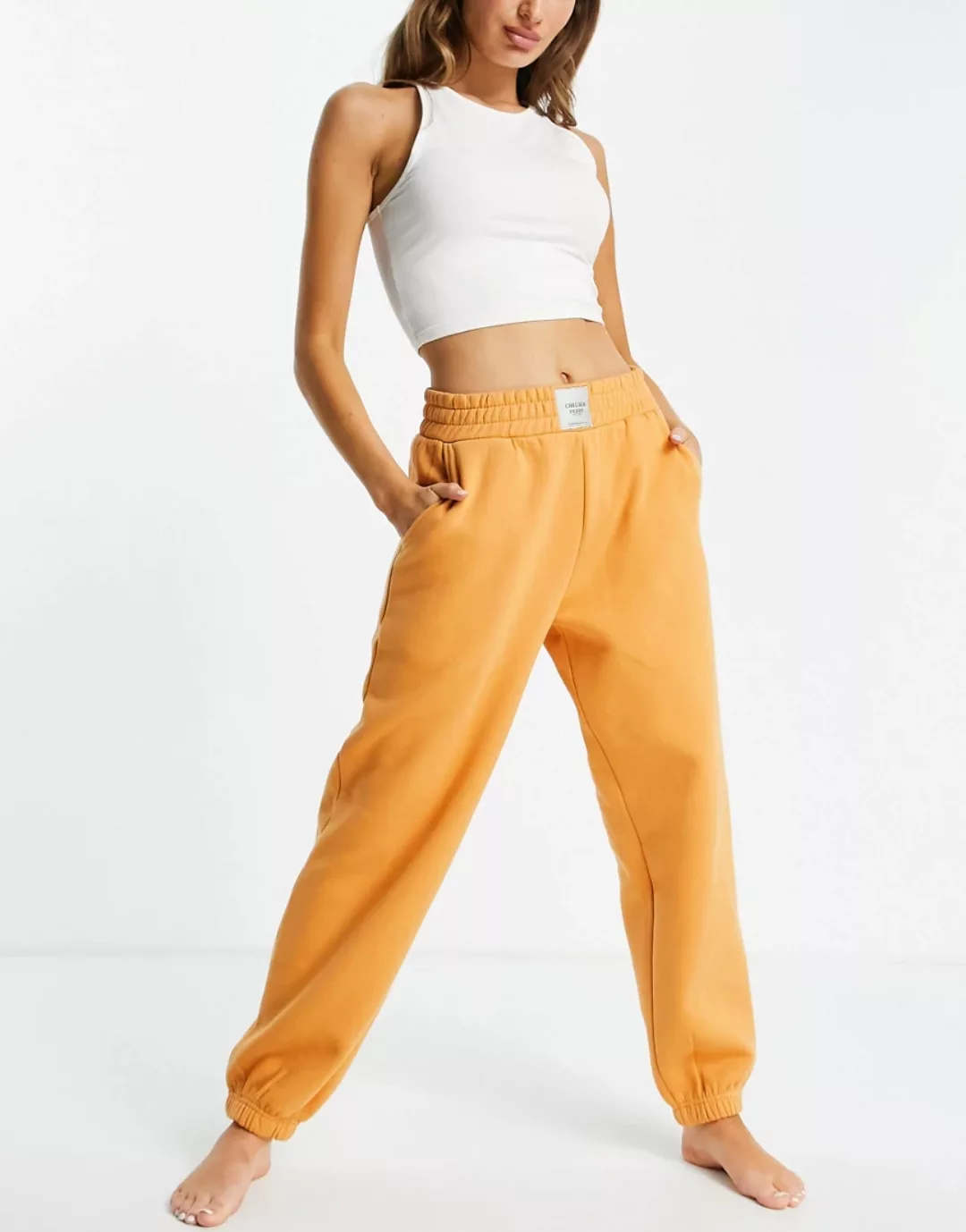 Chelsea Peers – Jogginghose aus Bio-Baumwolle in dunklem Orange günstig online kaufen