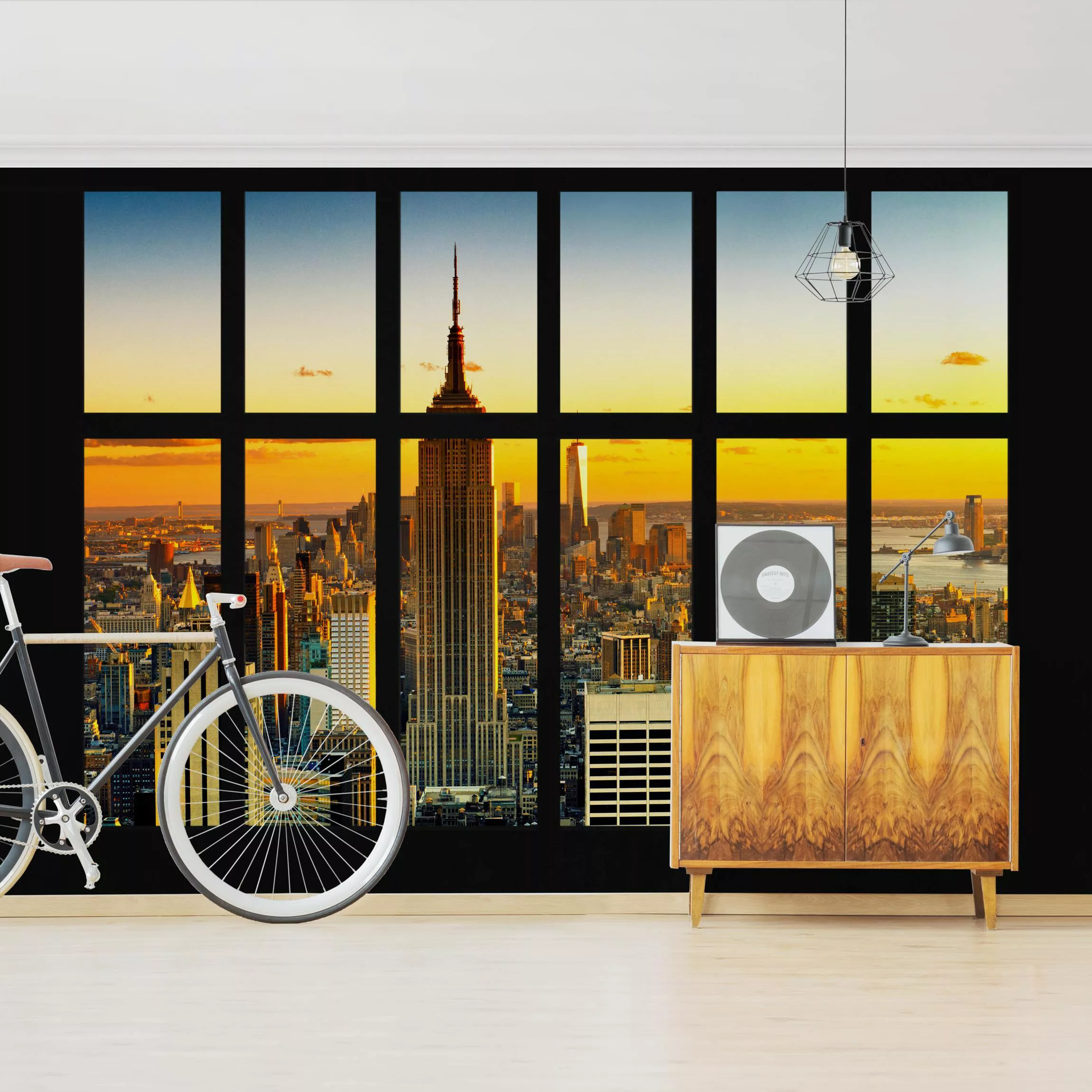 Fototapete Fensterblick Manhattan Skyline Sonnenuntergang günstig online kaufen