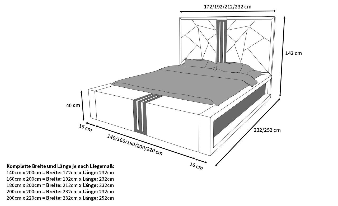 Sofa Dreams Boxspringbett Imperia Bett Kunstleder Premium Komplettbett LED günstig online kaufen