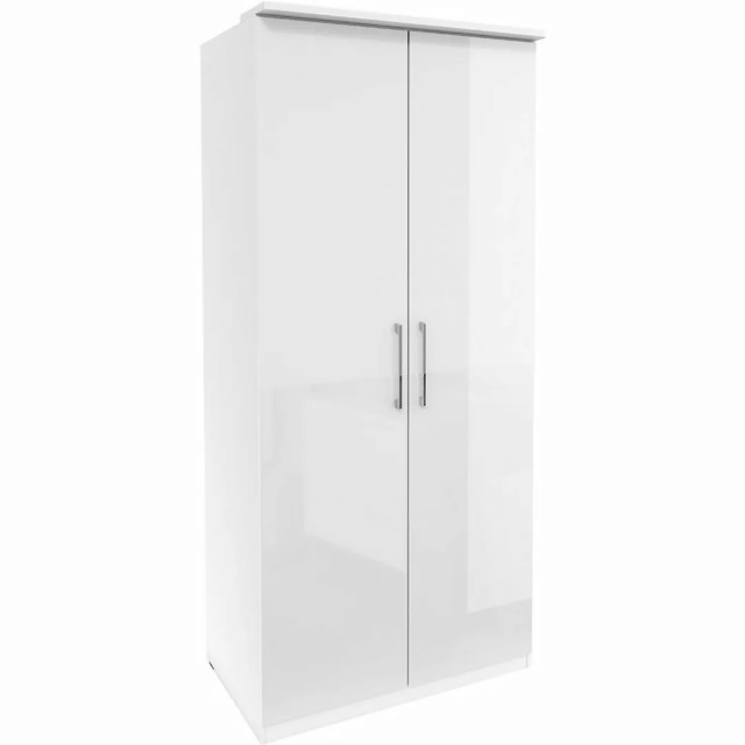 Kleiderschrank 2 Türen OLMO-83 in weiß mit Fronten in Hochglanz, B/H/T: ca. günstig online kaufen