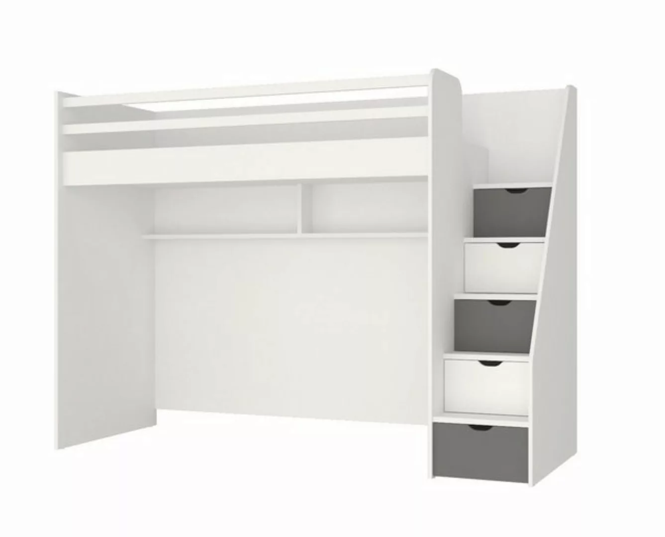 Möbel-Lux Hochbett Almila Neo mit Treppe, Regal und LED günstig online kaufen