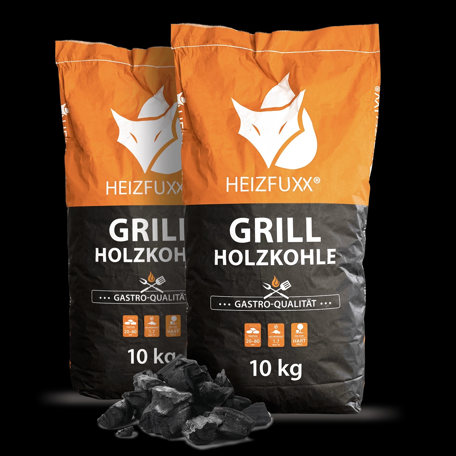 Heizfuxx Grillholzkohle Gastro-qualität 10kg x 2 Sack 20kg günstig online kaufen