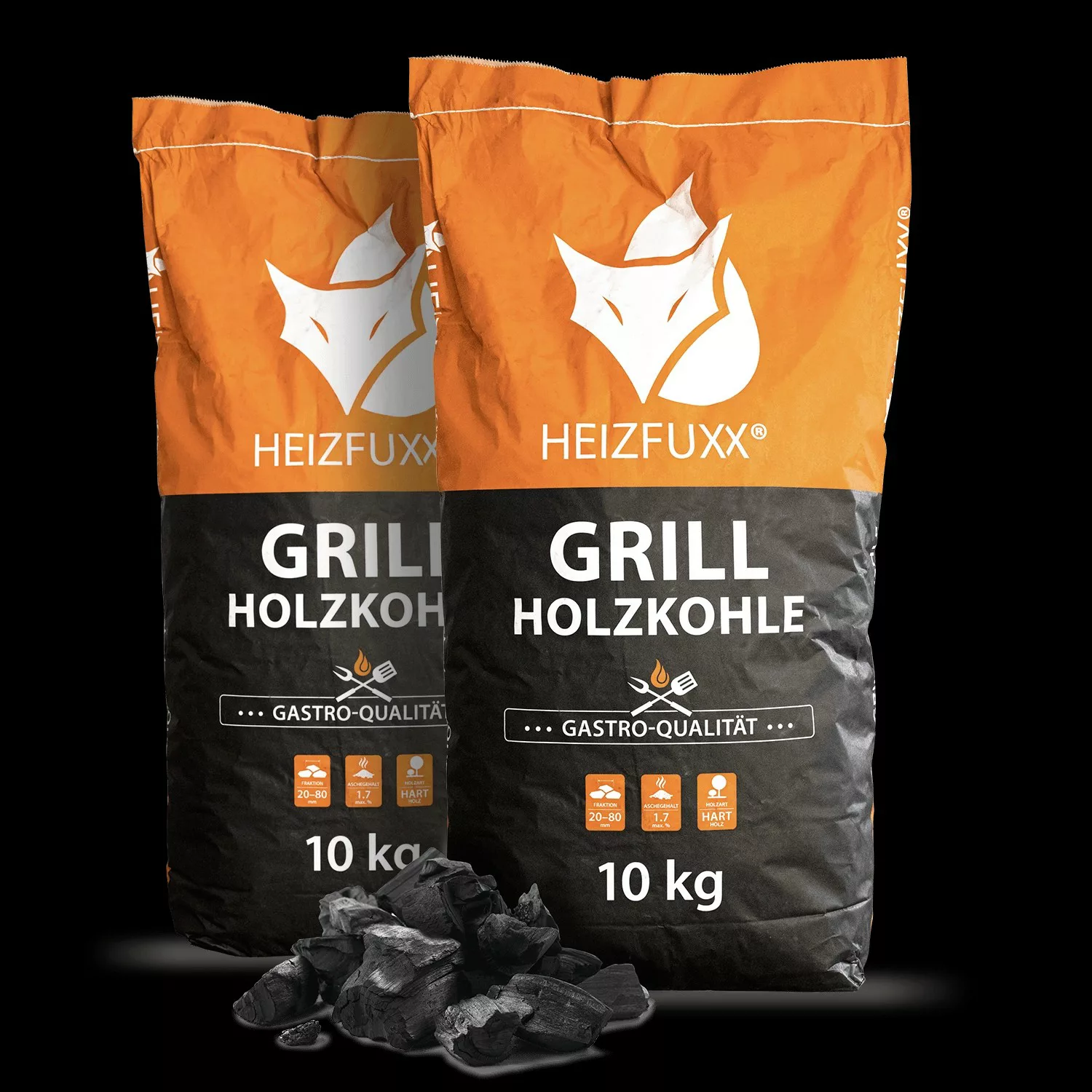 Heizfuxx Grillholzkohle Gastro-qualität 10kg x 2 Sack 20kg günstig online kaufen