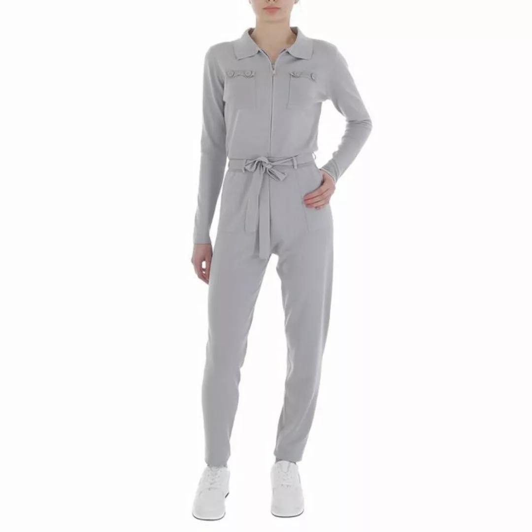 Ital-Design Overall Damen Freizeit Stretch Langer Jumpsuit in Grau günstig online kaufen