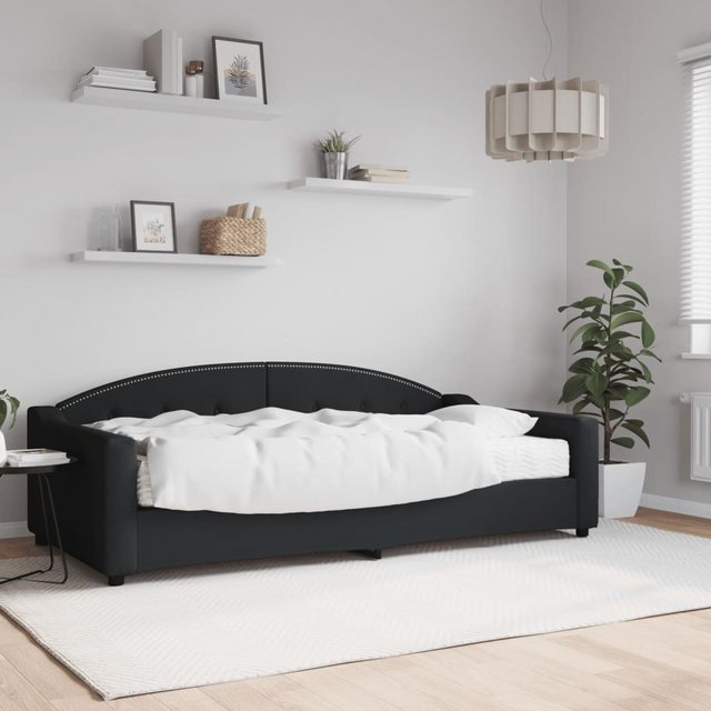 vidaXL Gästebett Gästebett Tagesbett mit Matratze Schwarz 100x200 cm Stoff günstig online kaufen