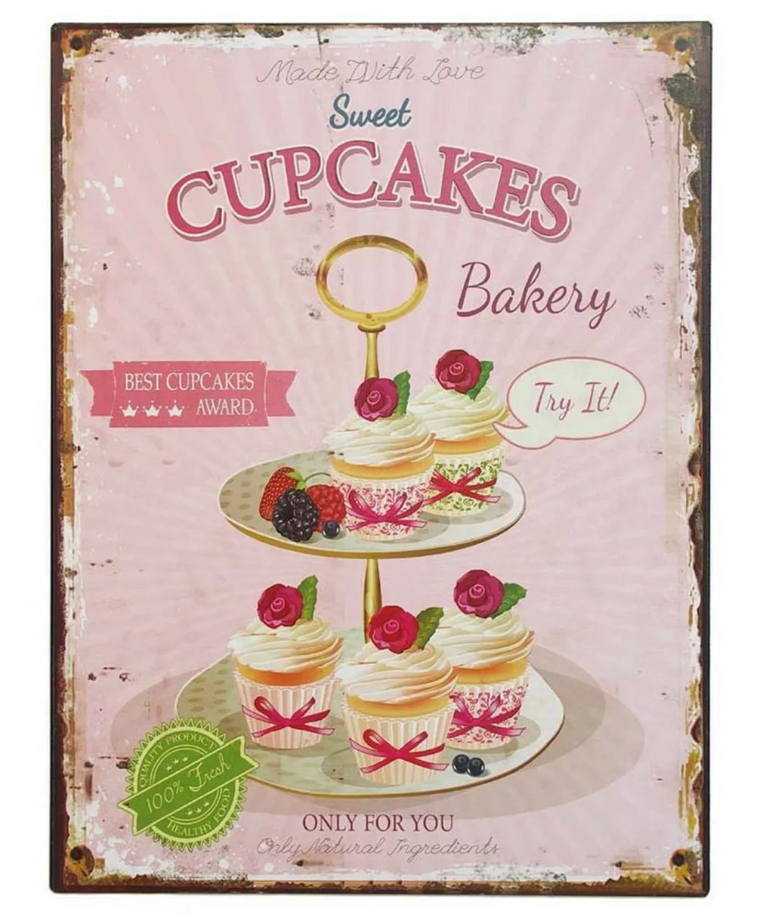 Nostalgie Blechschild Sweet CUPCAKES Bakery Dekoschild 33x25cm günstig online kaufen