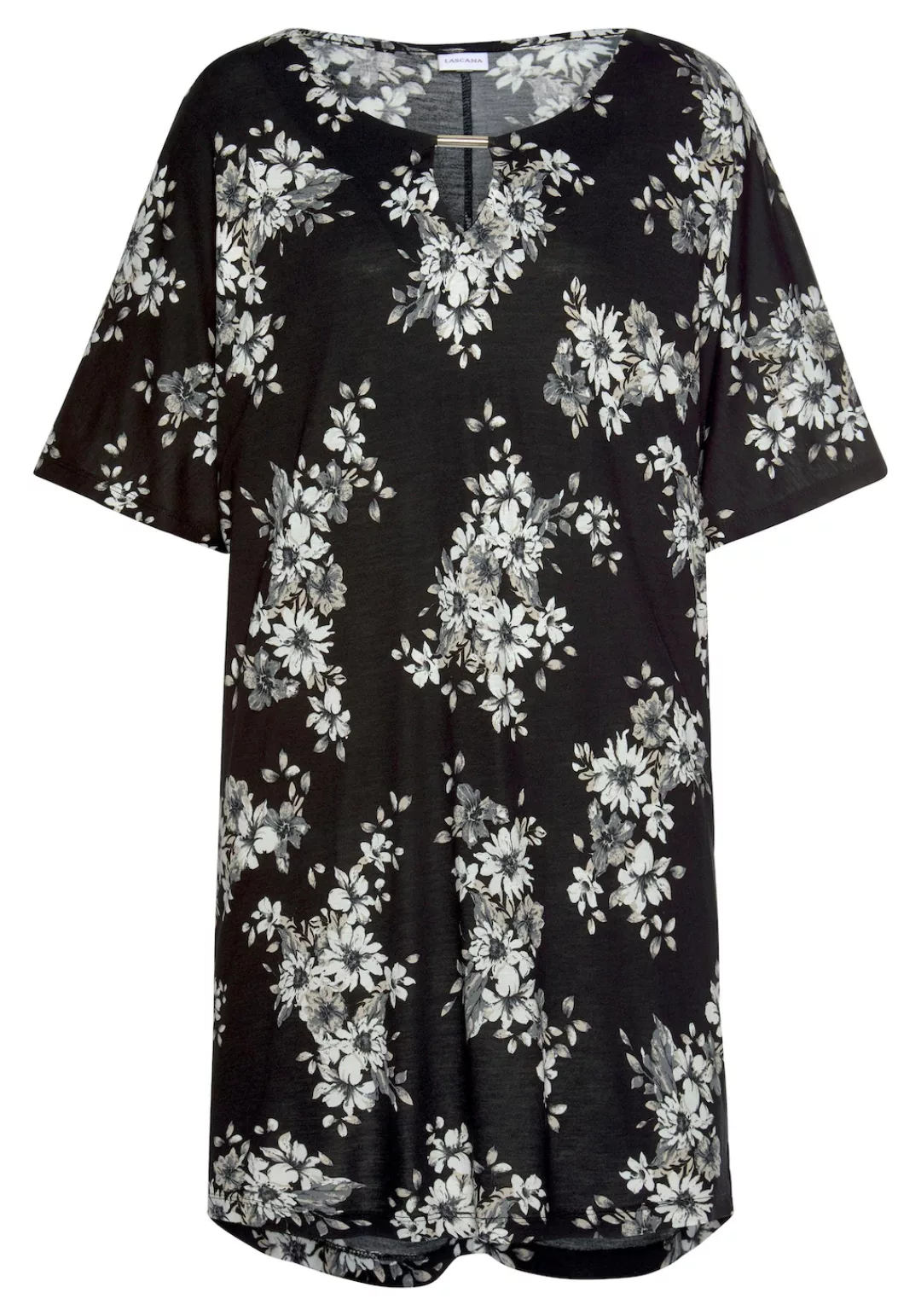 LASCANA Longshirt mit dezentem Blumendruck, Shirtkleid mit weiten Ärmel günstig online kaufen