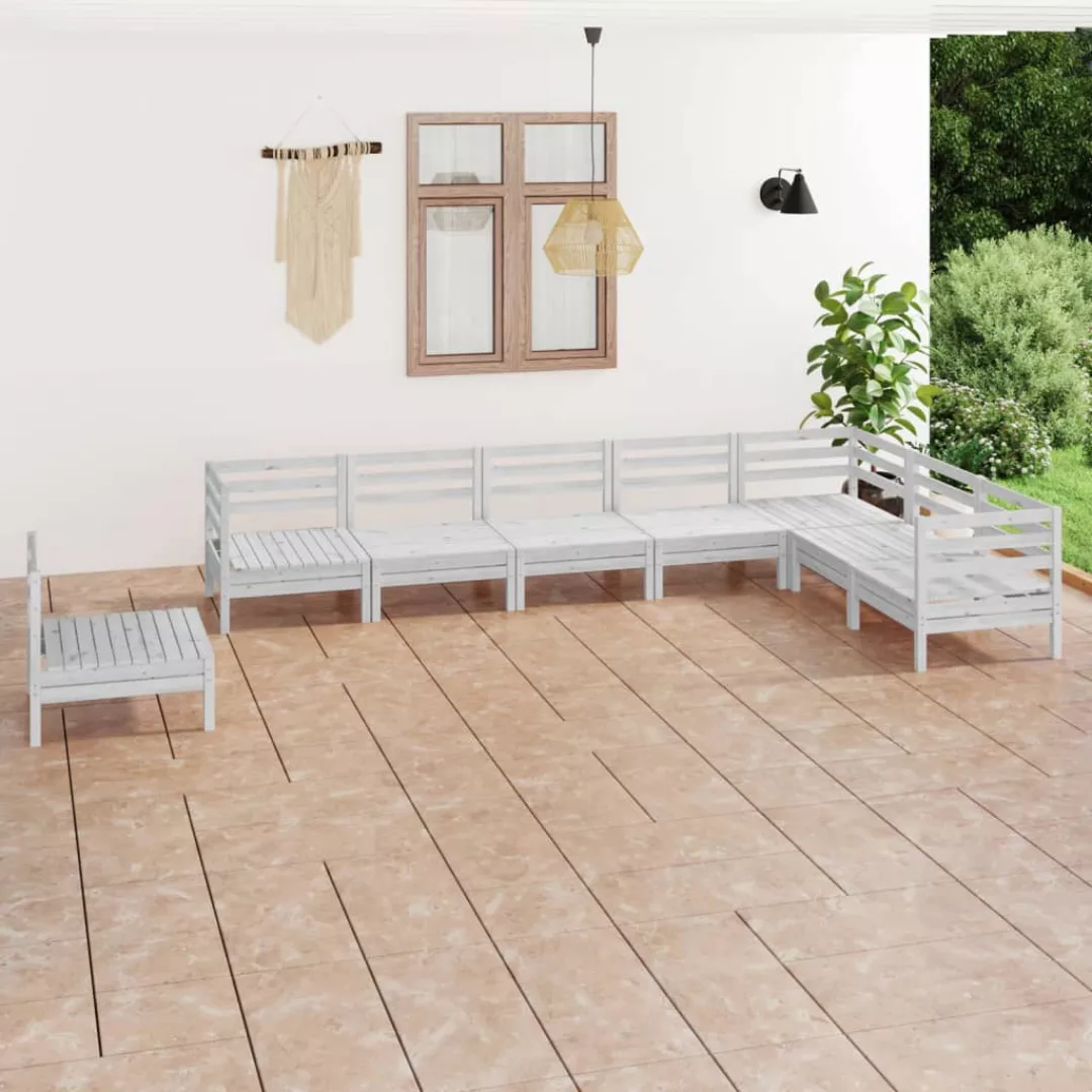 8-tlg. Garten-lounge-set Massivholz Kiefer Weiß günstig online kaufen