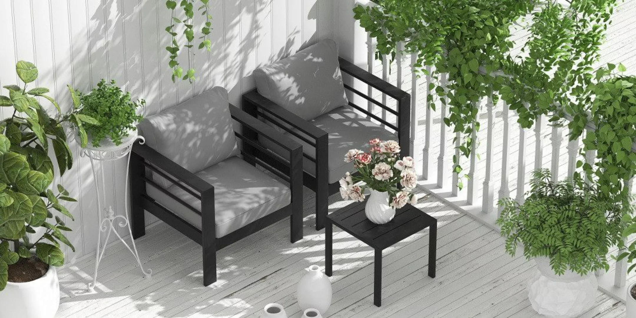 MeXo Gartenlounge-Set Gartenmöbel Set Balkon Aluminum günstig online kaufen