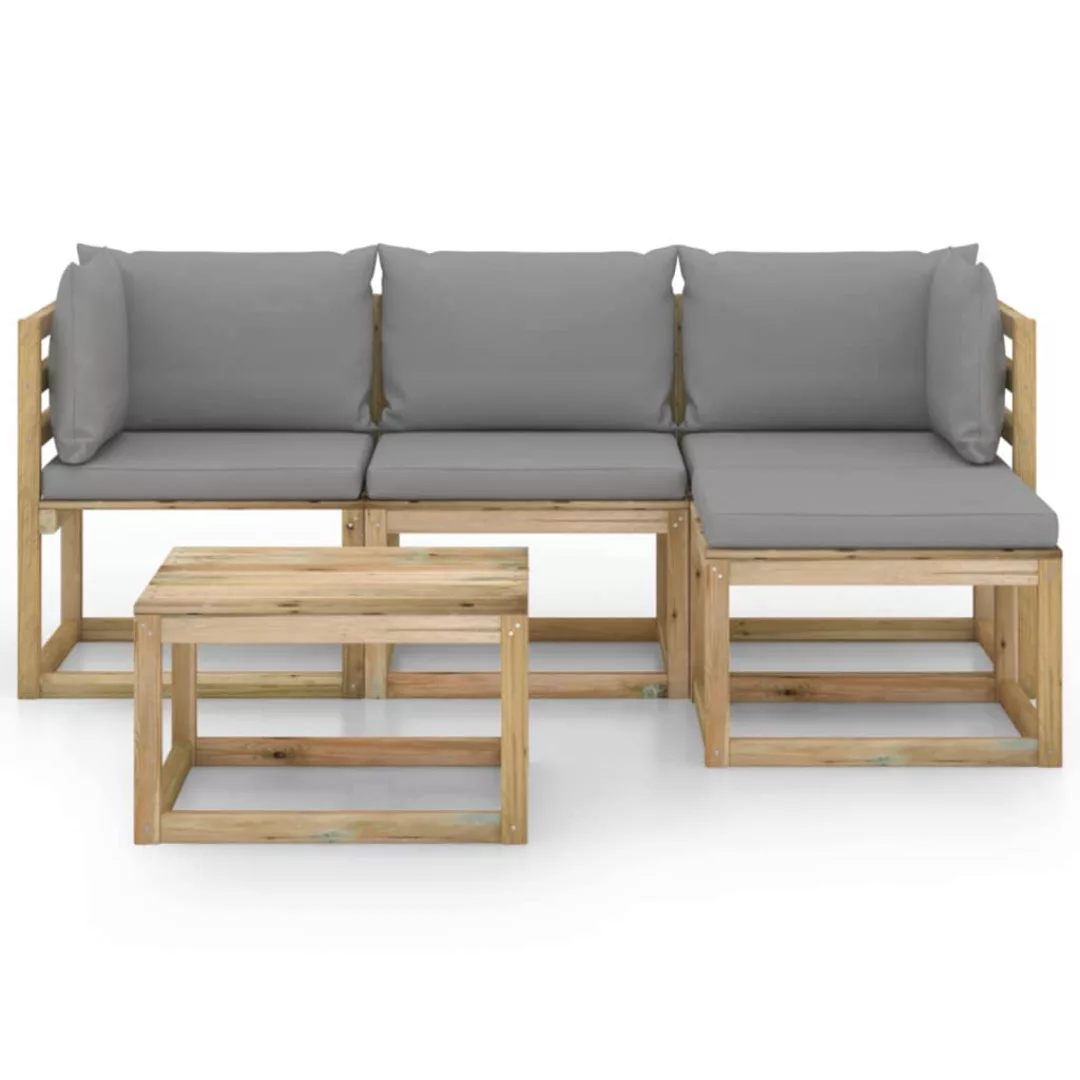 5-tlg. Garten-lounge-set Mit Grauen Kissen günstig online kaufen