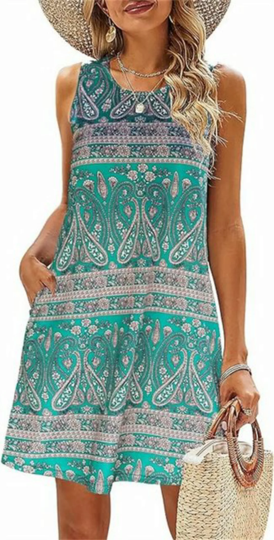AFAZ New Trading UG Sommerkleid Sommerkleider Damen Ärmellos Blumen Strandk günstig online kaufen