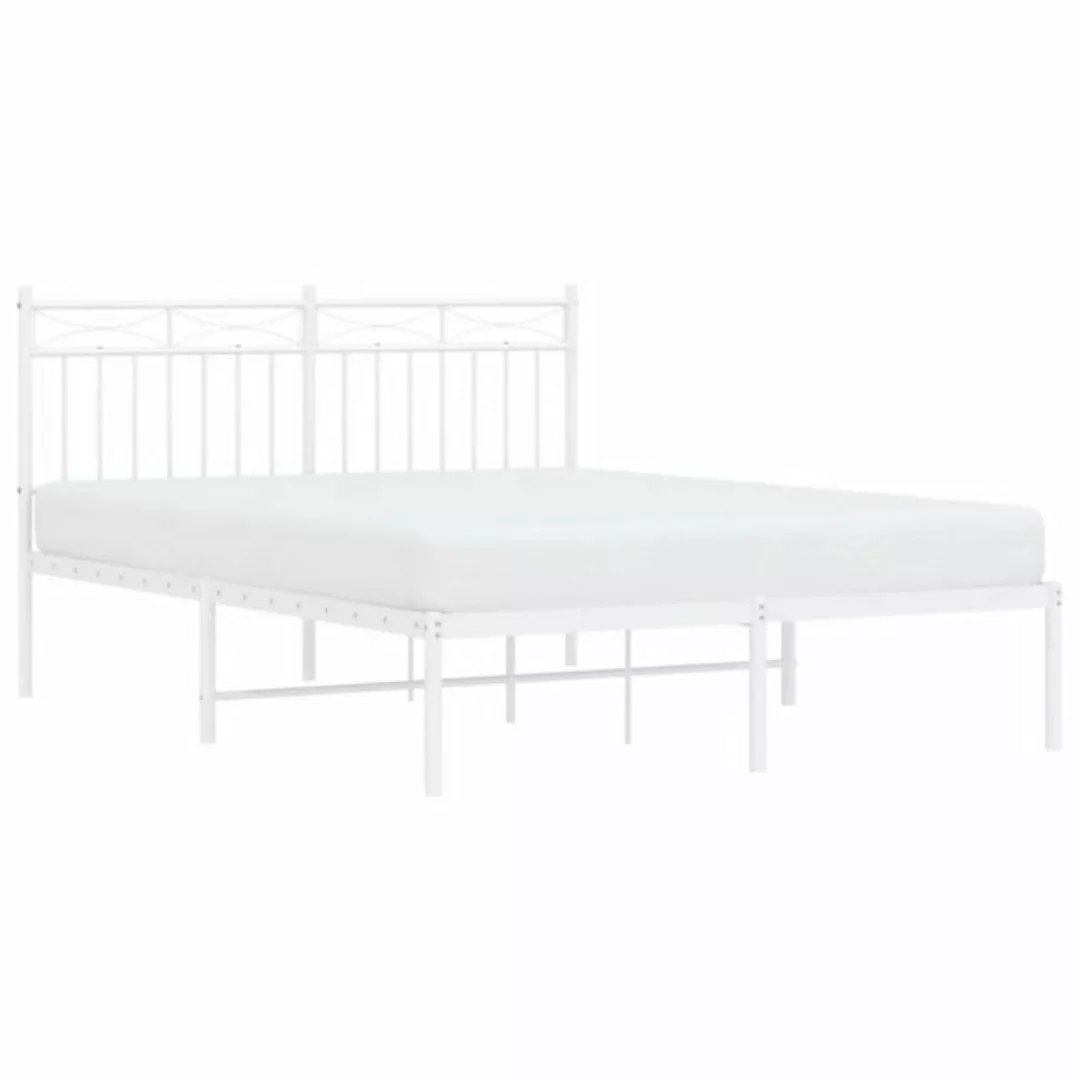 vidaXL Bettgestell Bettrahmen mit Kopfteil Metall Weiß 140x200 cm Bett Bett günstig online kaufen