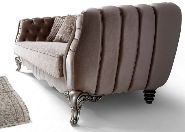 Casa Padrino Sofa Luxus Barock Sofa Rosa / Silber 235 x 103 x H. 82 cm - Ba günstig online kaufen