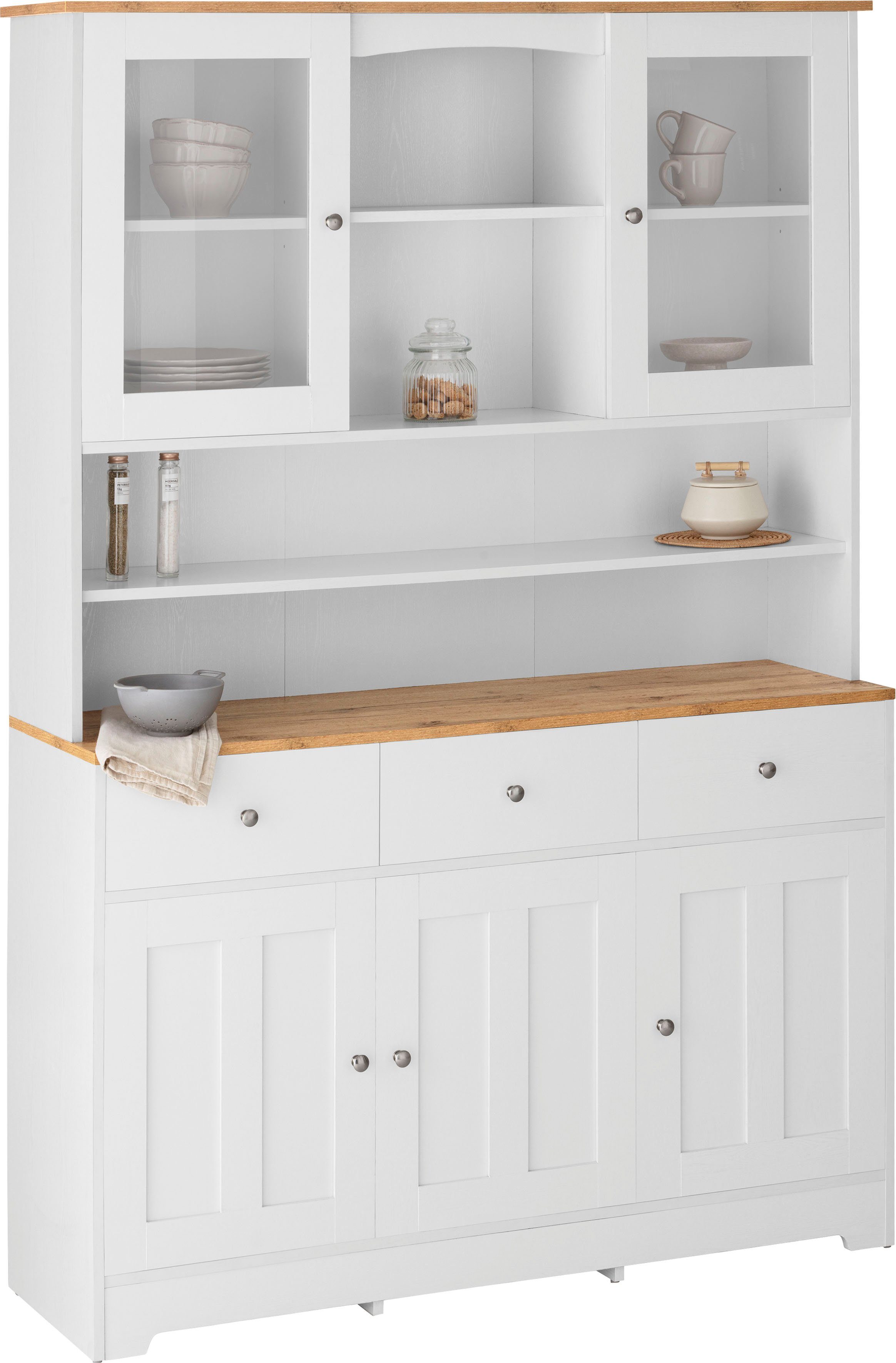 Home affaire Buffet "Kate", Breite 128 cm, mit Glastüren und Holztüren, Met günstig online kaufen