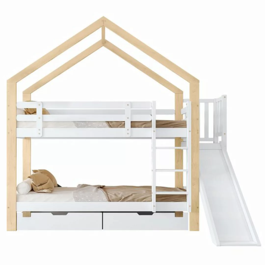 REDOM Etagenbett Holzbett Hausbett Kinderbett, mit Absturzsicherung 90x200 günstig online kaufen