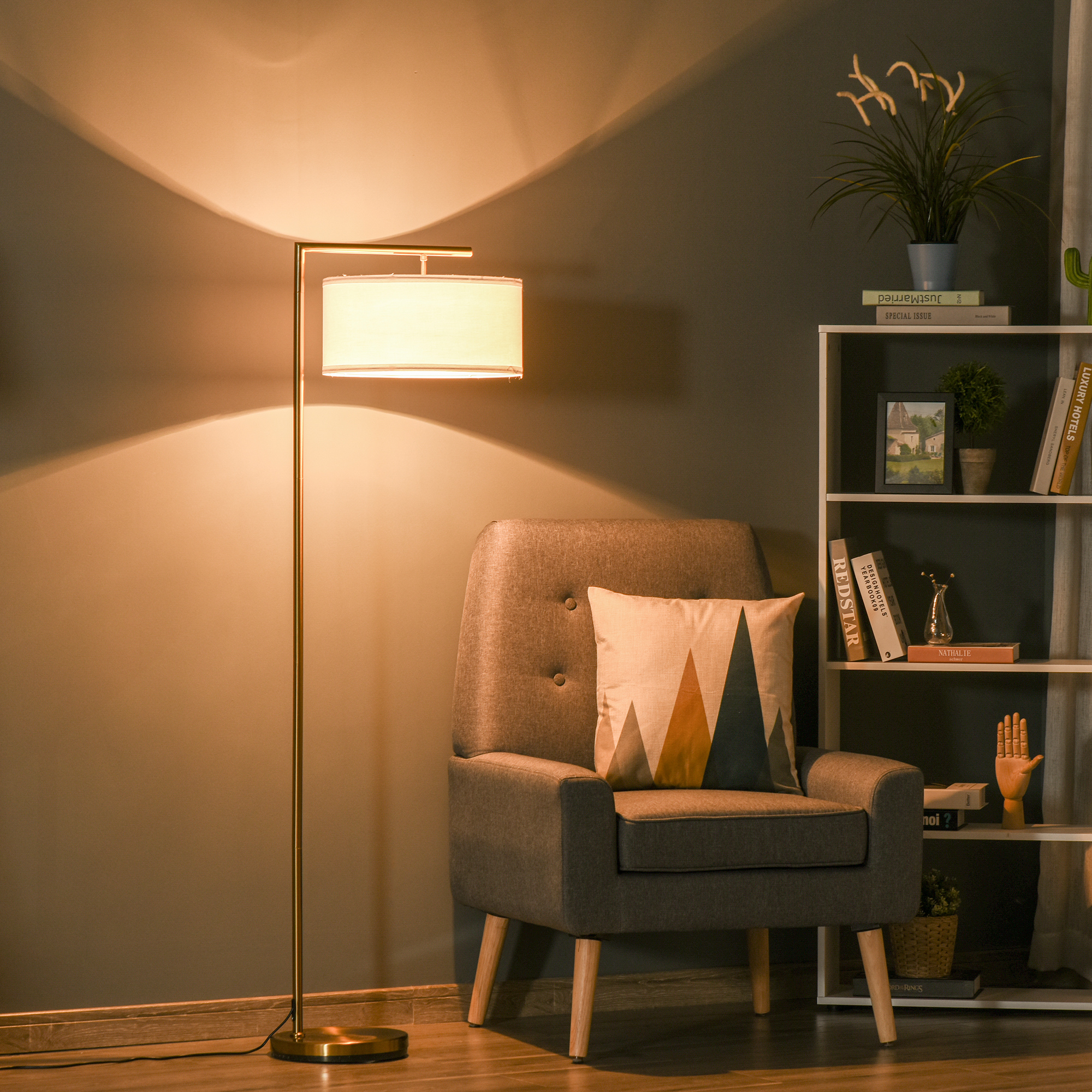 HOMCOM Stehlampe Stehleuchte E27 Sockel für Wohnzimmer Schlafzimmer Büro Me günstig online kaufen