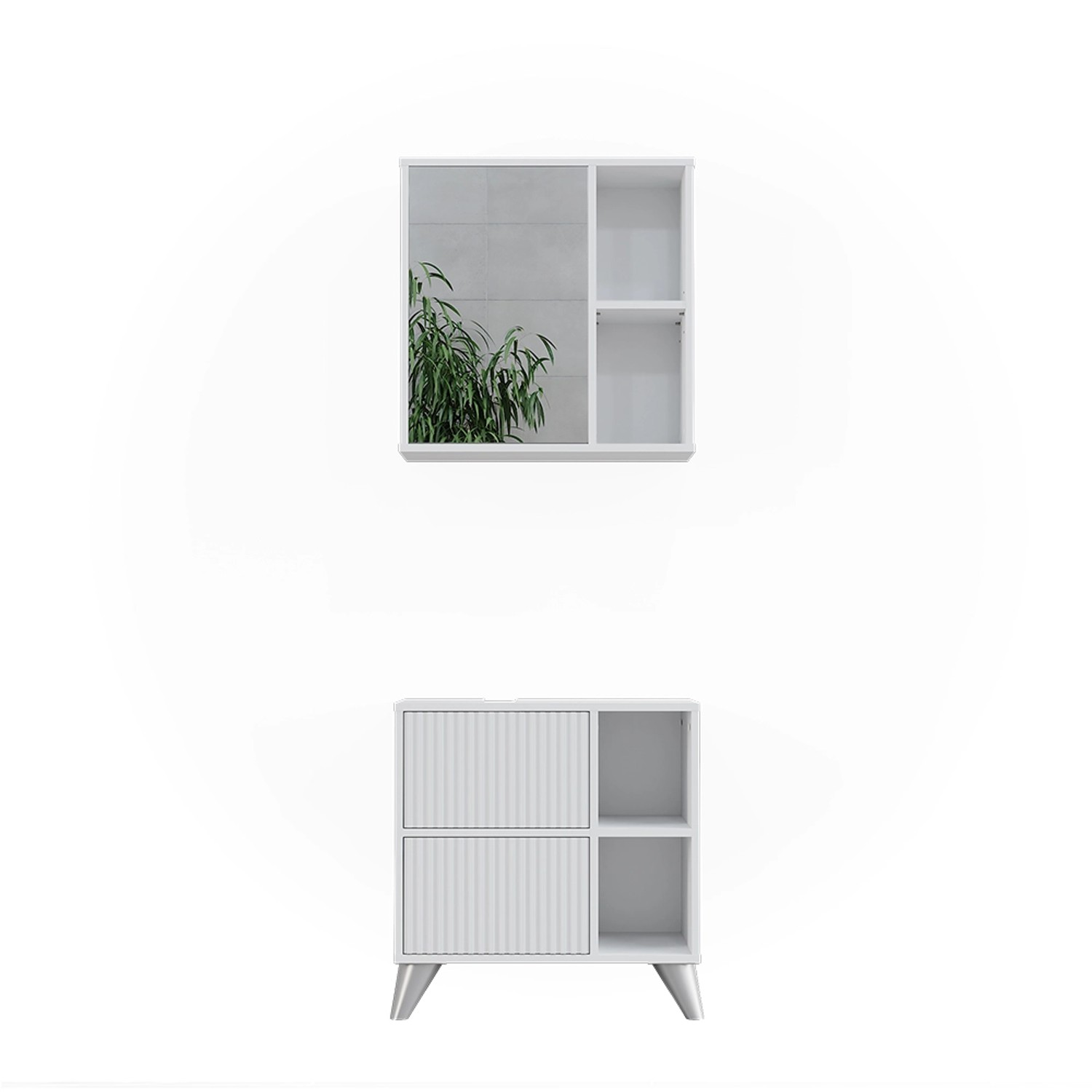 Vicco Badmöbel-Set Leano Weiß 2 Teile günstig online kaufen