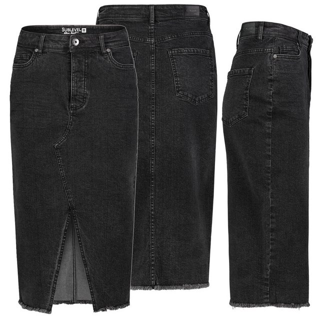 SUBLEVEL Jeansrock Damen Jeans rock Rock MAXI Lange Rock Denim Stretch Vint günstig online kaufen