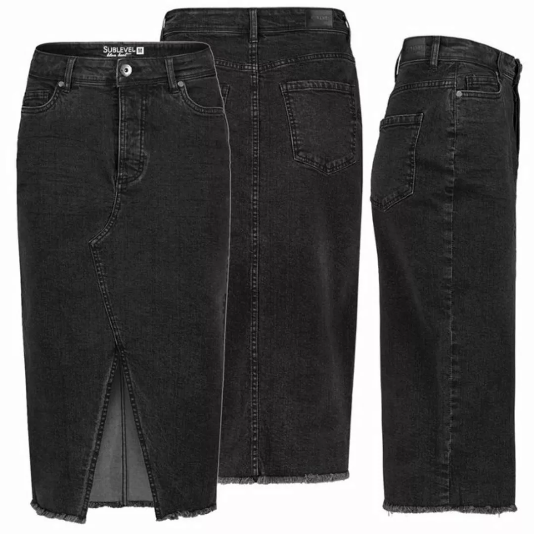 SUBLEVEL Jeansrock Damen Jeans rock Rock MAXI Lange Rock Denim Stretch Vint günstig online kaufen