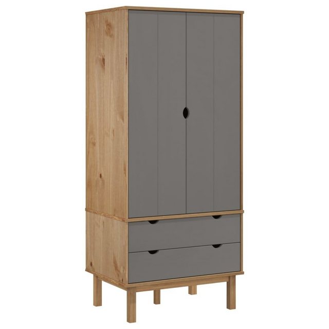 furnicato Kleiderschrank OTTA Braun&Grau 76,5x53x172 cm Massivholz Kiefer günstig online kaufen