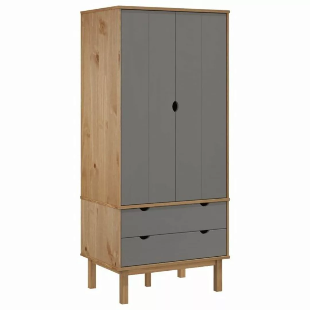 furnicato Kleiderschrank OTTA Braun&Grau 76,5x53x172 cm Massivholz Kiefer ( günstig online kaufen