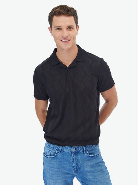 KİP T-Shirt Jacquard-T-Shirt mit kubanischem Kragen günstig online kaufen