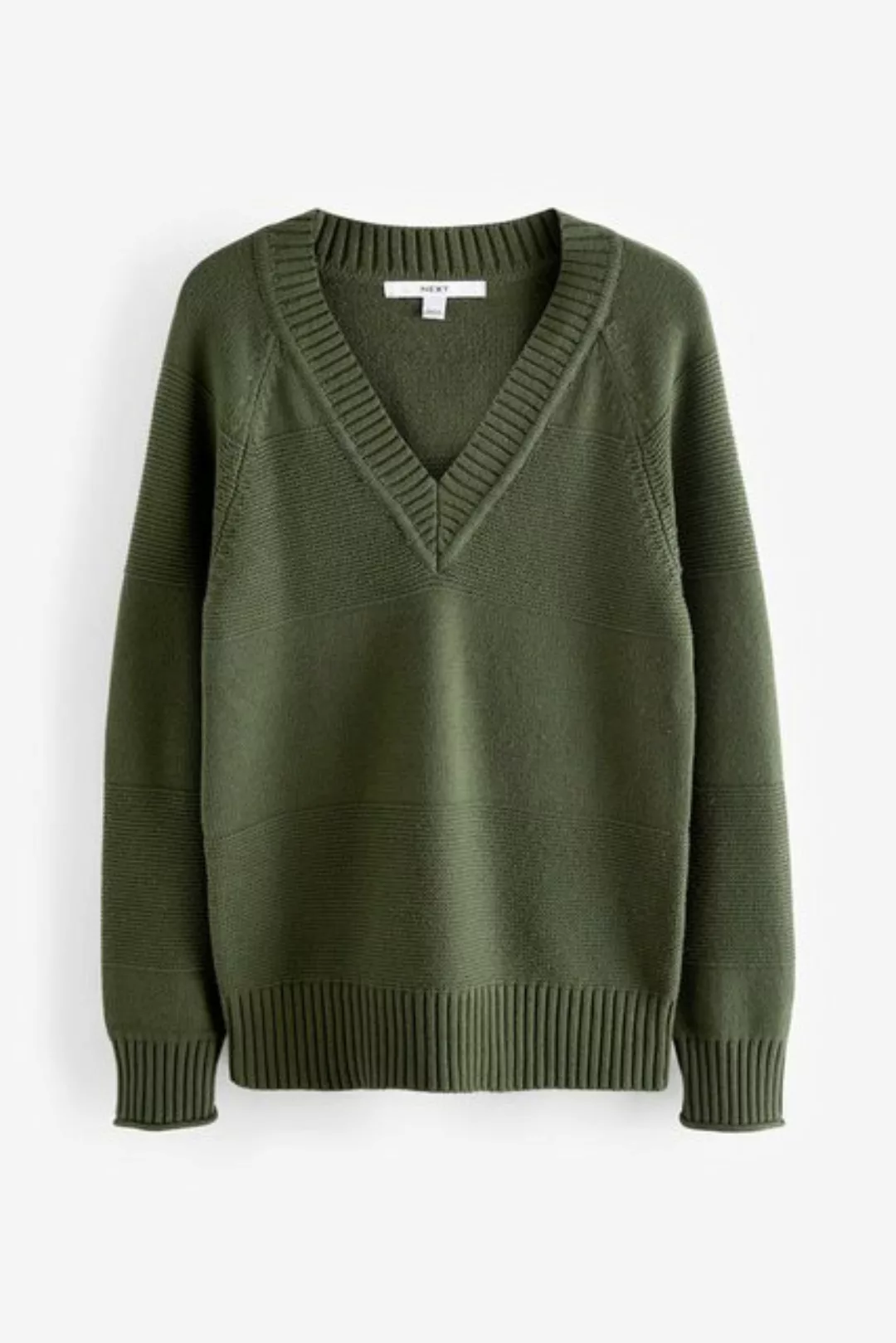 Next V-Ausschnitt-Pullover Pullover mit V-Ausschnitt im Rippmix (1-tlg) günstig online kaufen