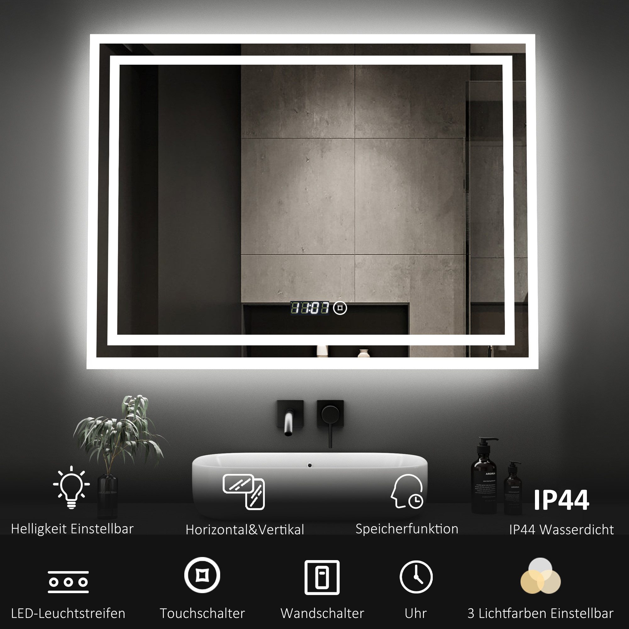 WDWRITTI Wandspiegel Badspiegel Led 80x60 mit günstig online kaufen