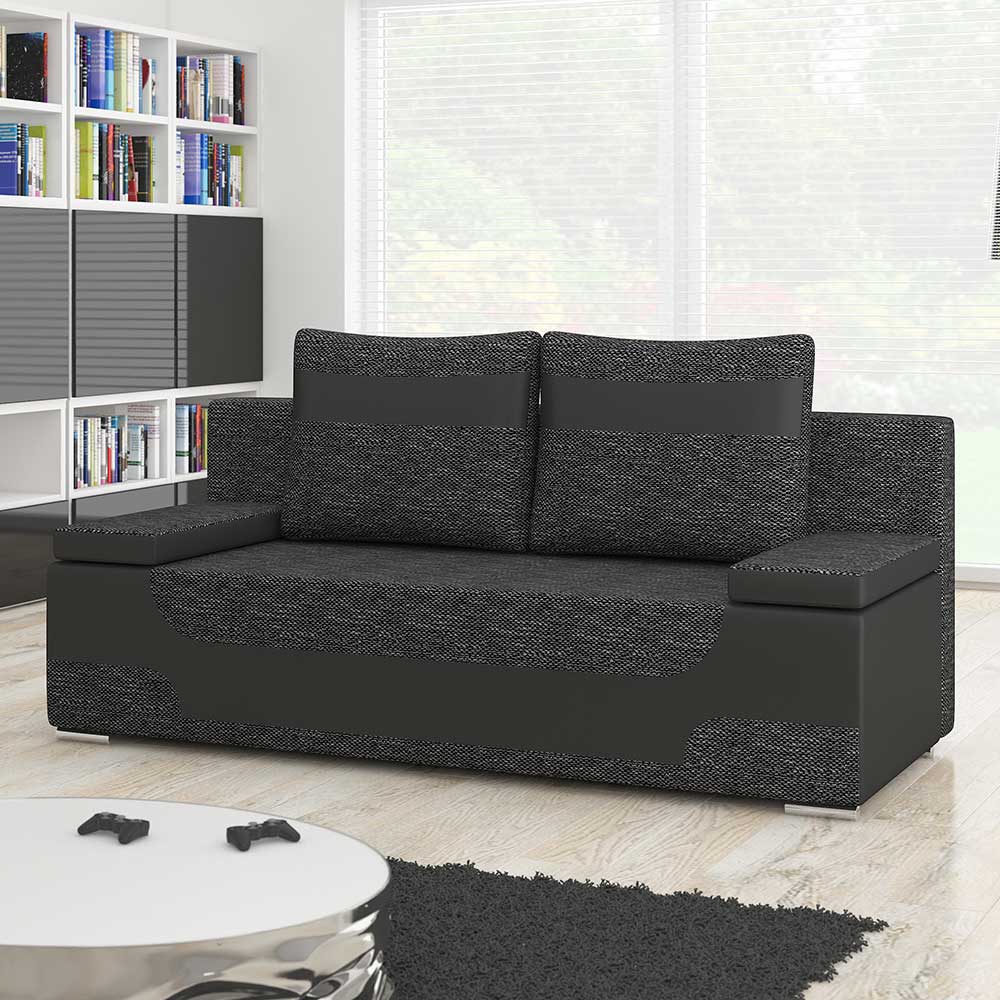 Schlafsofa Zweisitzer Sofa in Dunkelgrau mit Schlaffunktion günstig online kaufen