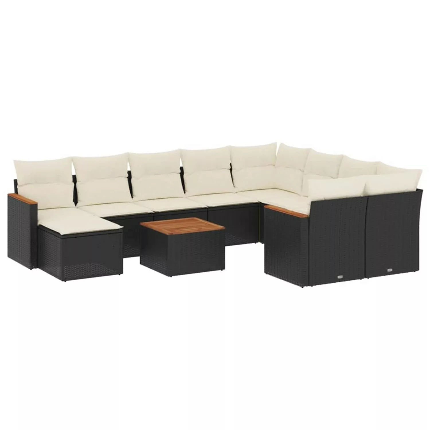 vidaXL 11-tlg Garten-Sofagarnitur mit Kissen Schwarz Poly Rattan Modell 71 günstig online kaufen