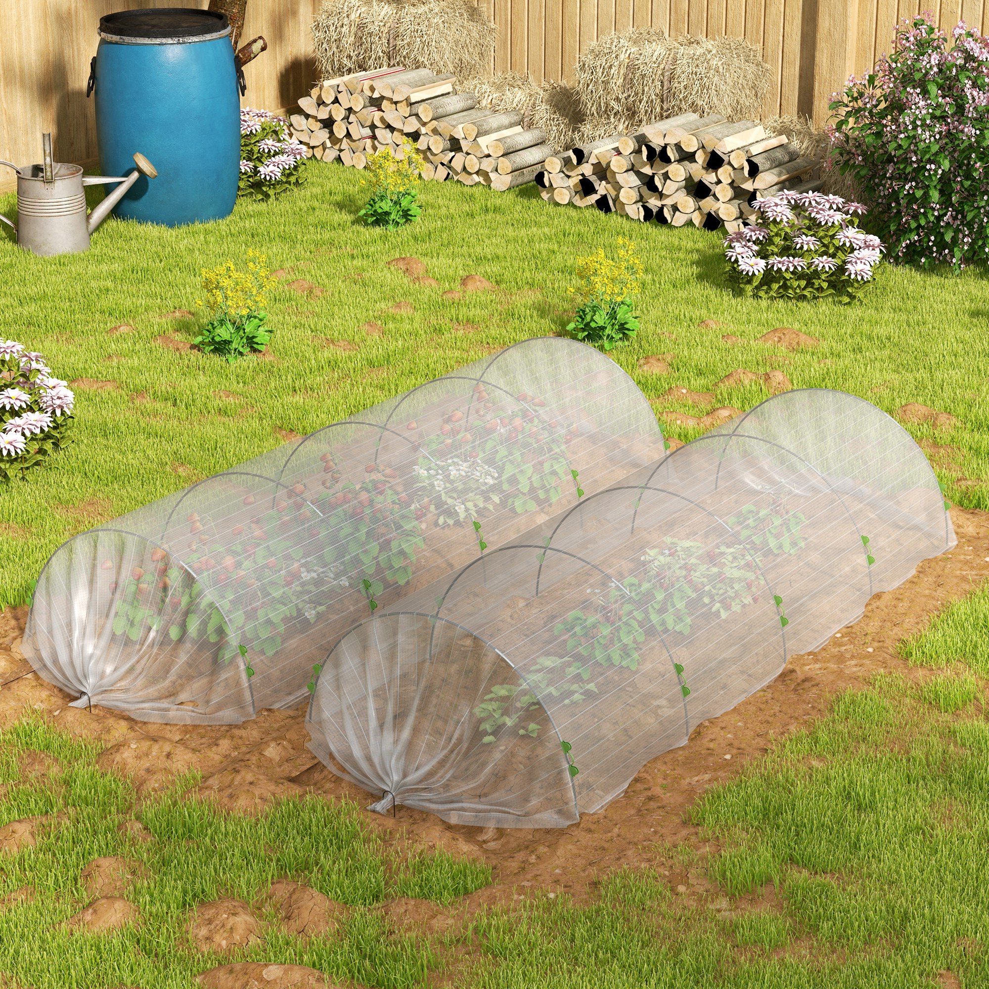 Outsunny Gartenbogen für Gewächshaus, Tunnelgewächshausbogen mit Netzabdeck günstig online kaufen