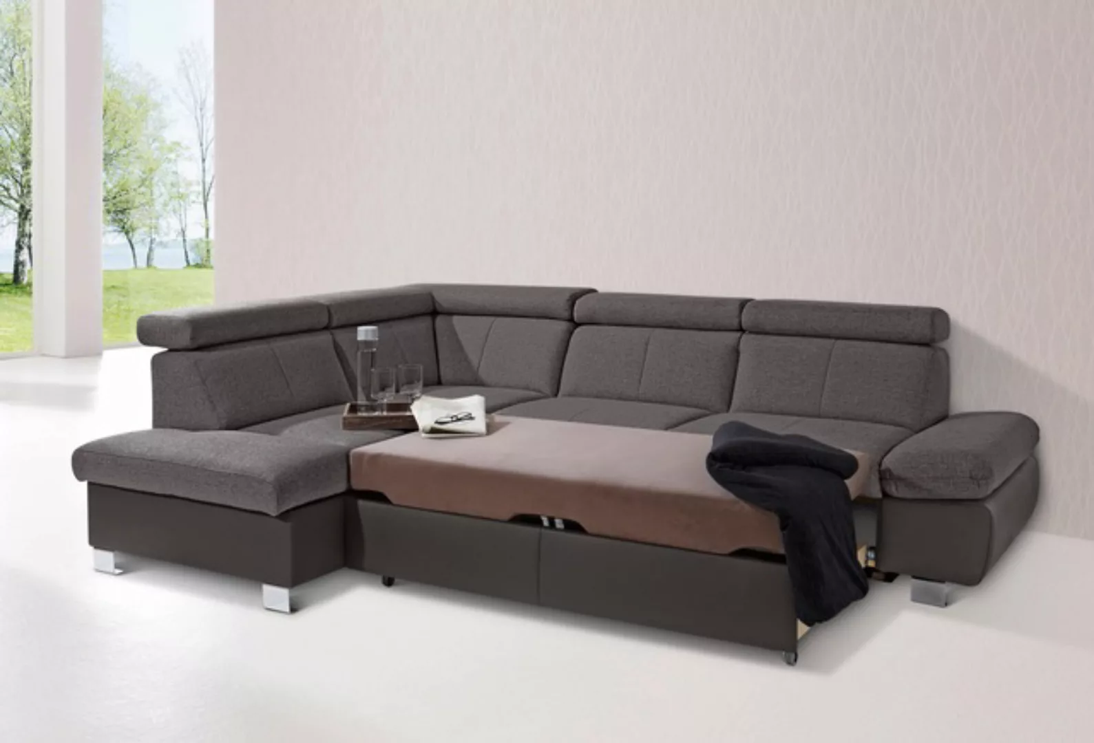 exxpo - sofa fashion Ecksofa "Happy, inkl. Kopf- und Armteilverstellung, L- günstig online kaufen