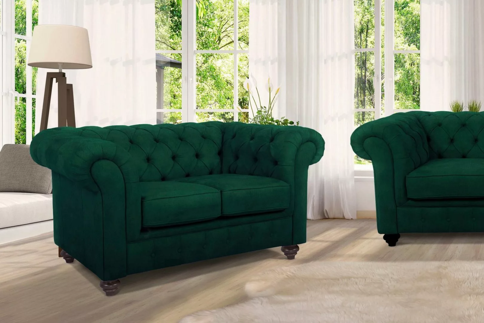 Home affaire Chesterfield-Sofa Duc 2-Sitzer, hochwertige Knopfheftung im Rü günstig online kaufen