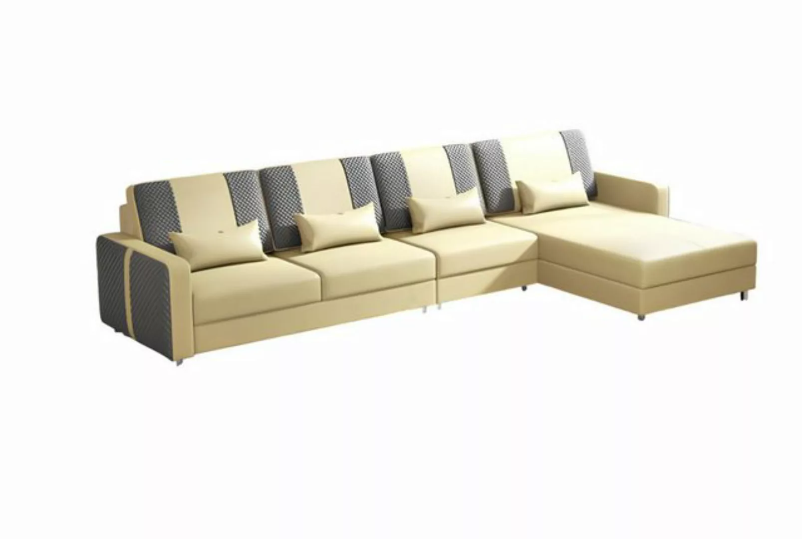 Xlmoebel Ecksofa Neues luxuriöses Ecksofa in L-Form aus beige-farbenem Lede günstig online kaufen