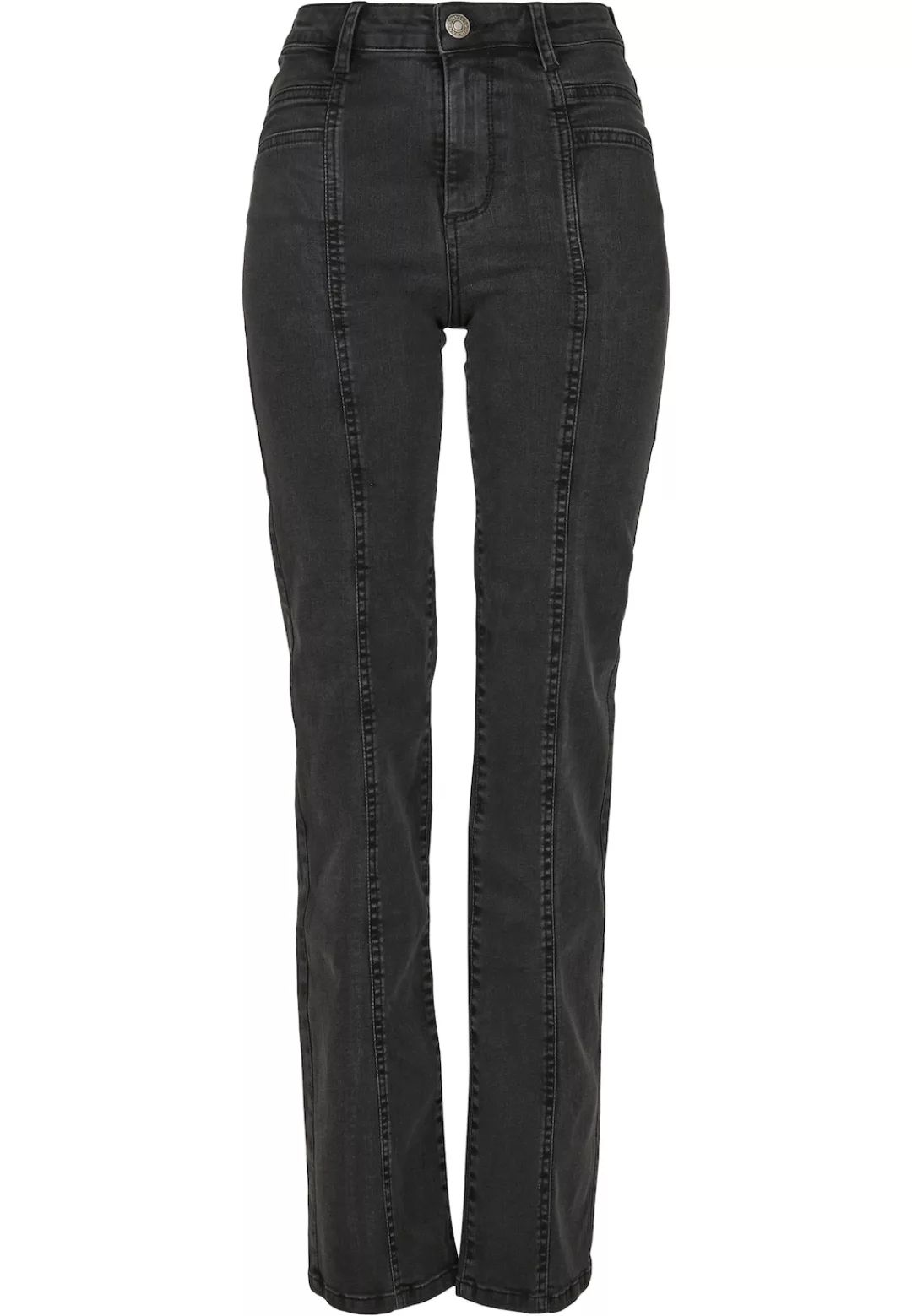 URBAN CLASSICS Bequeme Jeans "Damen Ladies High Waist Straight Slit Denim P günstig online kaufen
