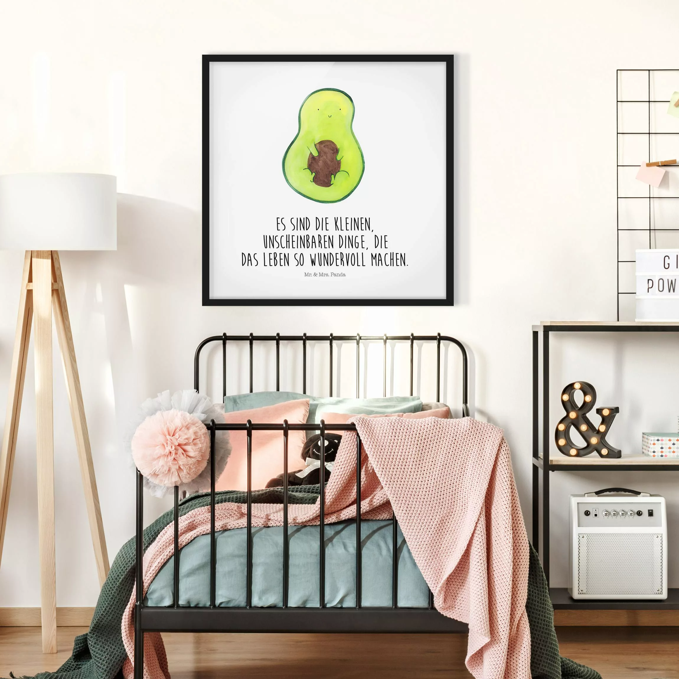 Bild mit Rahmen Mr. & Mrs. Panda - Avocado - Die kleinen Dinge günstig online kaufen