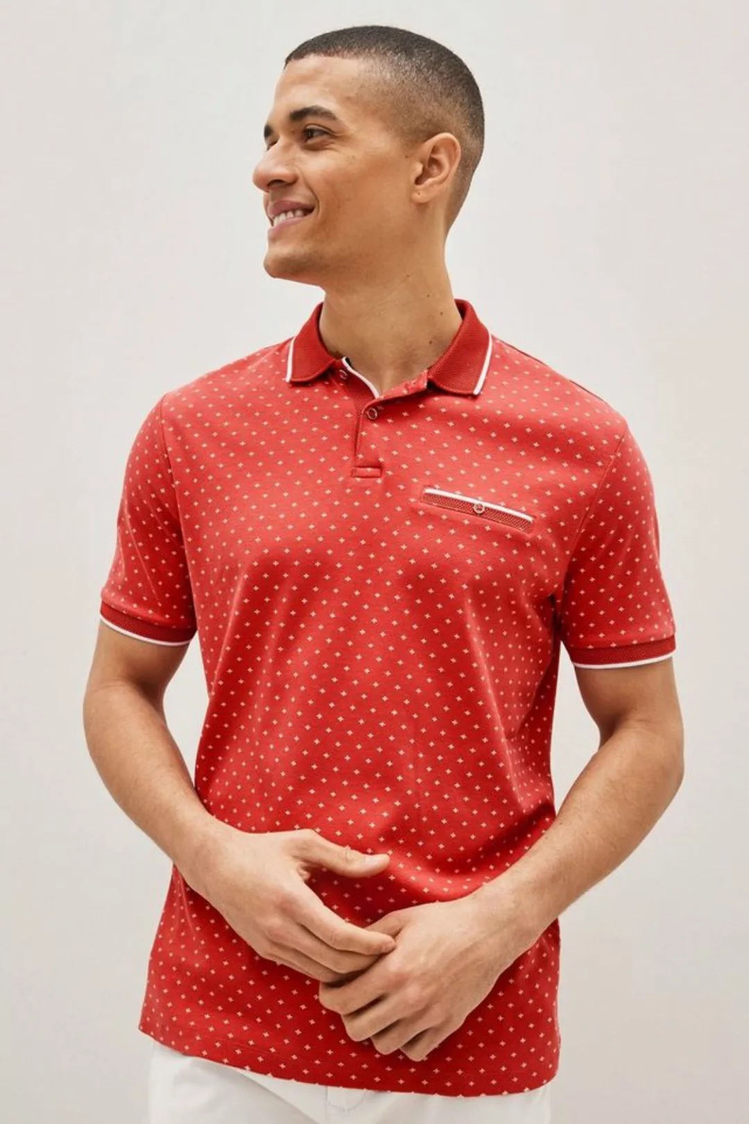 Next Poloshirt Polo-Shirt mit Geomuster (1-tlg) günstig online kaufen