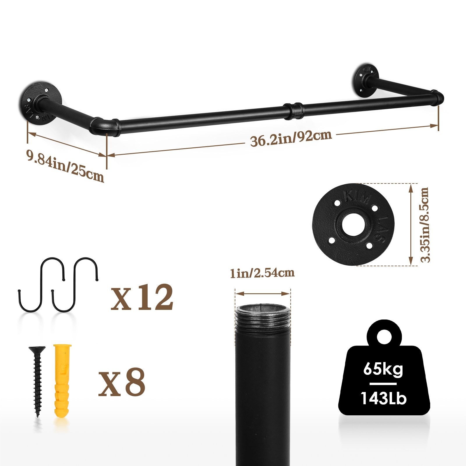 Clanmacy Kleiderstange Kleiderständer Garderobe Garderobenstange 92cm günstig online kaufen