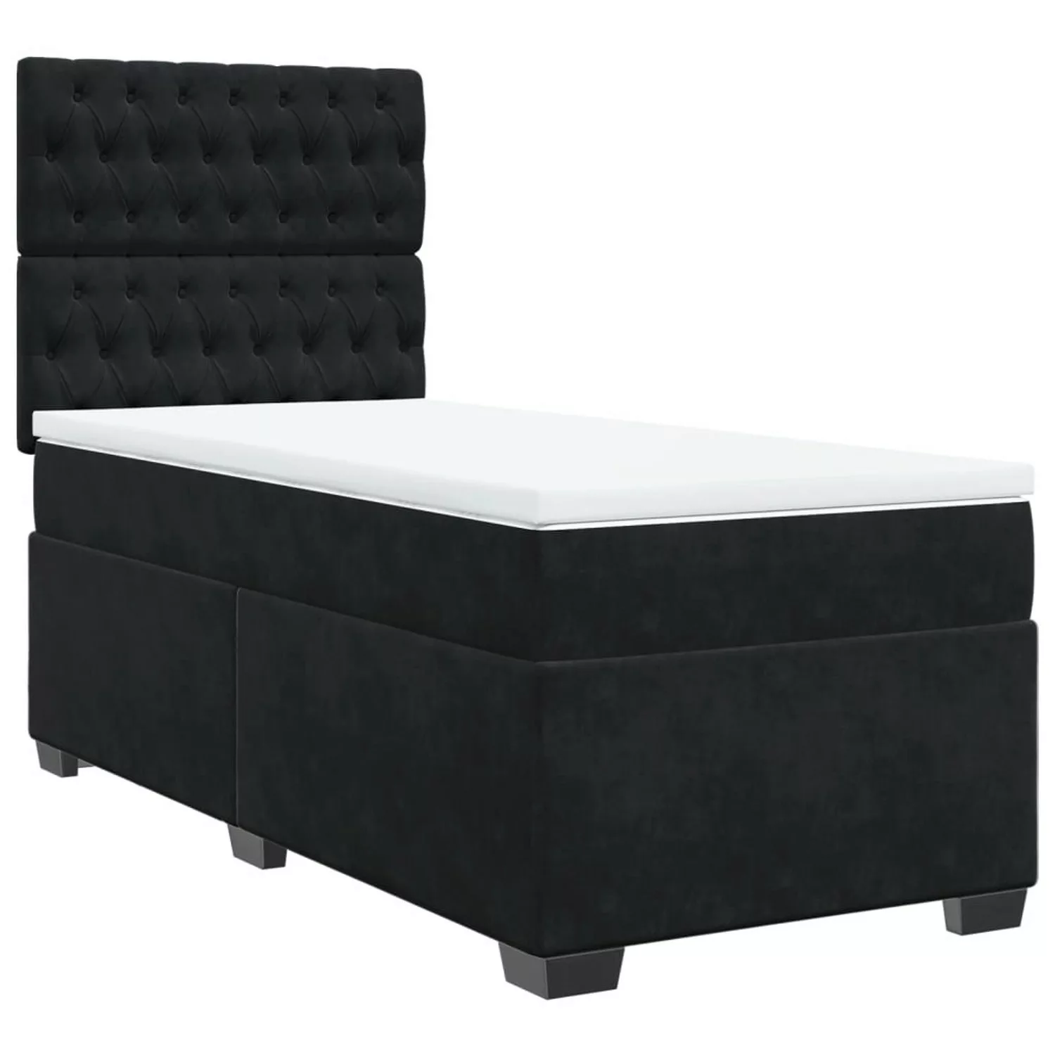 vidaXL Boxspringbett, Boxspringbett mit Matratze Schwarz 90x190 cm Samt günstig online kaufen