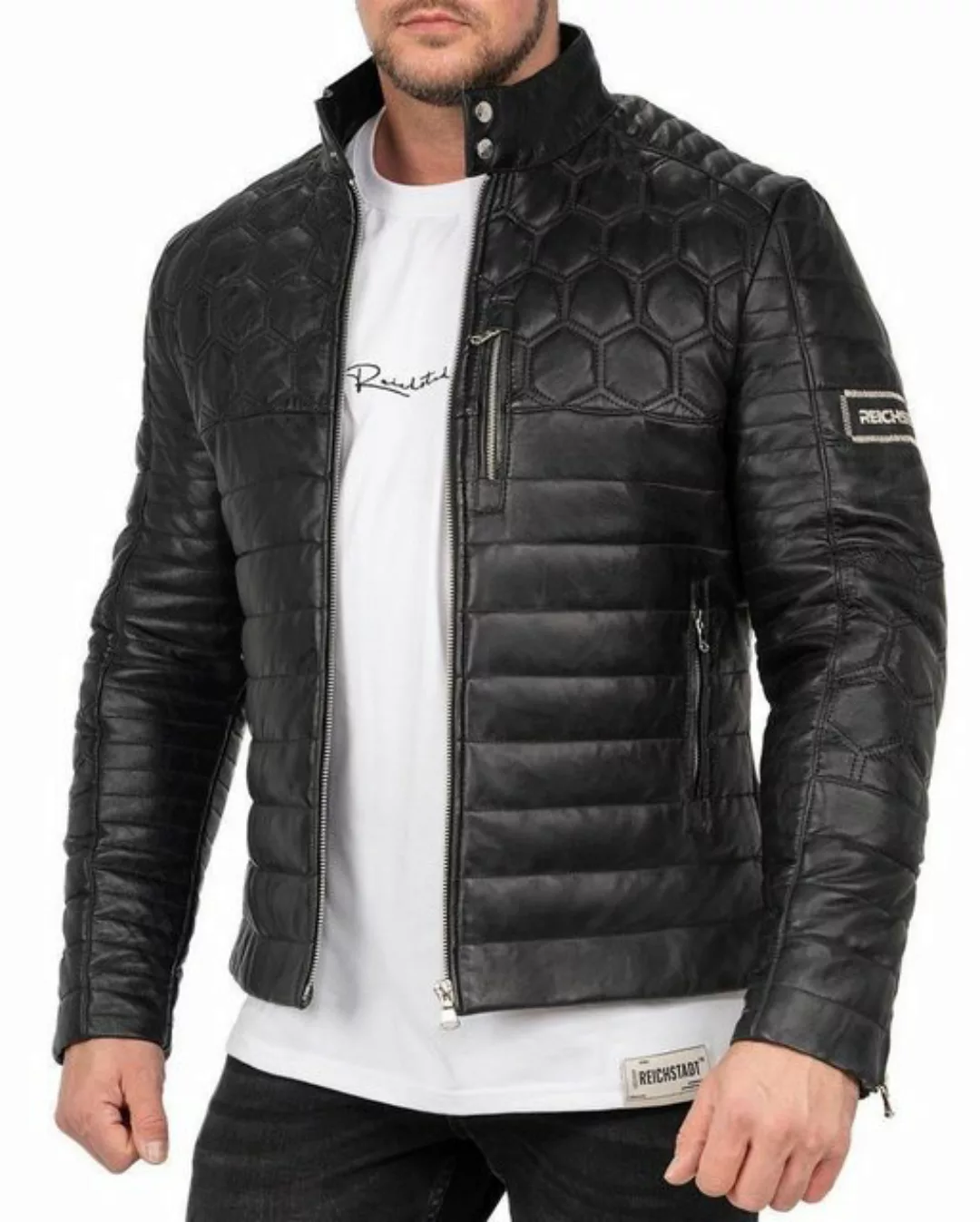 Reichstadt Lederjacke Herren ECHTLEDER Jacke 22RS31LUX Schwarz M Edles Desi günstig online kaufen