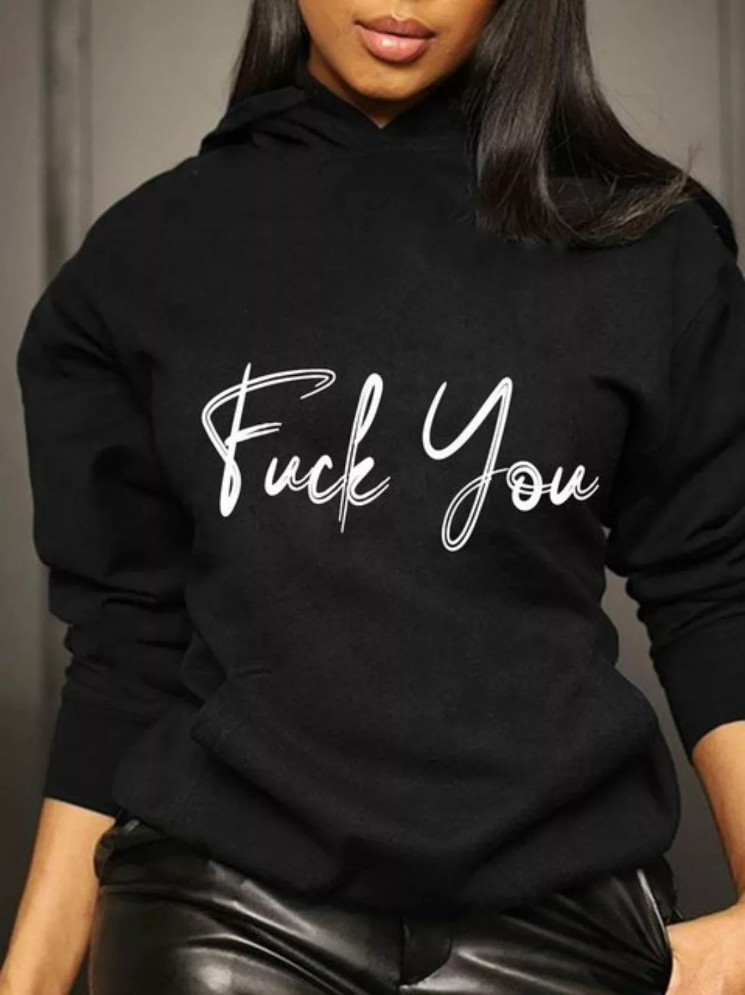 RMK Kapuzenpullover Damen Pullover Hoodie Pulli mit Kapuze "Fuck You" Aufdr günstig online kaufen